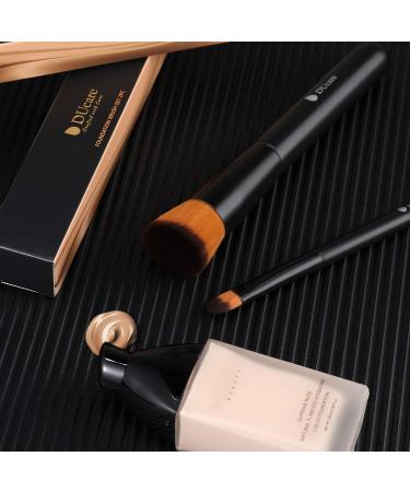 Ducare Professional 2Pcs Foundation & Concealer Brush Set - Flat Top Kabuki Brushes for Face Makeup - Synthetic Blending Tools in Black - Buy Online on GoSupps.com