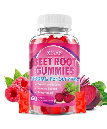 Beet Root Gummies for Women & Men Beetroot Supplement Beet Chews with Vitamins Grape Seed for Antioxidant Supoort & Immune Health Sugar-Free/Vegan/Organic Raspberry Flavor 60 Count Raspberry 60 Count (Pack of 1)