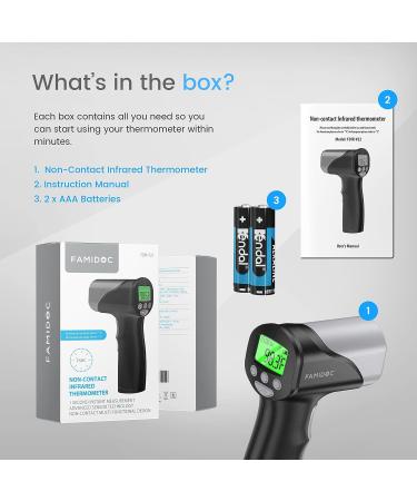 F-Doc Forehead Thermometer v2X Black - Medical Grade Infrared No Touch Temporal Laser Gun for Adults and Kids - Indoor/Outdoor Safe - Non-Contact Touchless - 1s Results - Buy Online on GoSupps.com