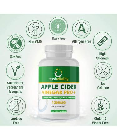 Organic Raw Apple Cider Vinegar Complex with Turmeric, Ginger, Probiotics & Prebiotics - 120 Vegan Capsules - Buy Online on GoSupps.com