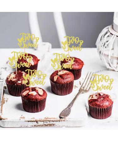 Keaziu 24 Pack Valentine's Cupcake Toppers Two Sweet Cupcake Picks for Wedding Proposal Engagement Bridal Shower Sweet Love Theme Party Cake Decoration Sweet Gold - Buy Online on GoSupps.com