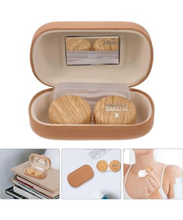 Heallily Portable Wooden Grain Contact Lens Case with Remover Tool & Mirror - Perfect for Teens & Women - Travel-Friendly Design in 2 Colors - Buy Online on GoSupps.com