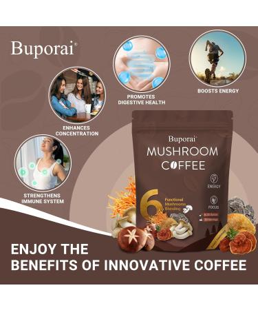 Mushroom Coffee Instant Mushroom Coffee with 6 Mushrooms Lion s Mane Cordyceps Turkey Tail & Other for Energy Focus Digestion Immunity 30 Servings (1 Pack) - Buy Online on GoSupps.com