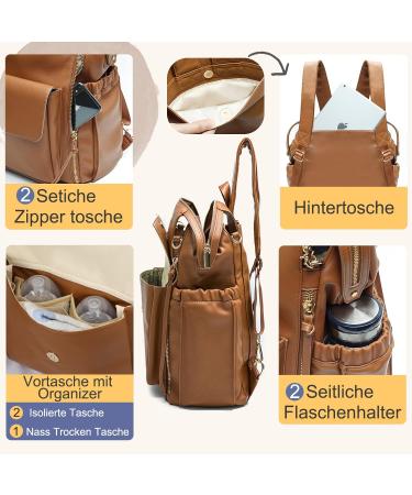 Buy MISS FONG Diaper Bag - Stylish Changing Backpack for Moms with Changing Mat - Nappy Bag for On-The-Go - Brown - Buy Online on GoSupps.com