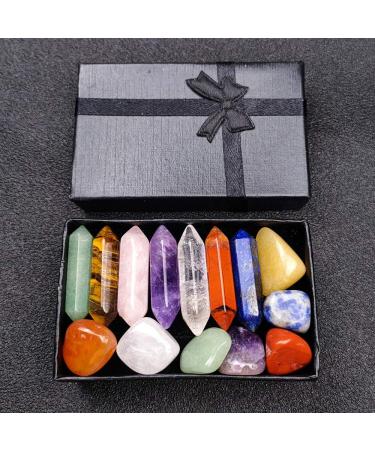 Crystal TOME Set of 14 Pcs Chakra Crystal Point Wands 1.3" Energy Crystal Stones Kit Polished Tumbled Stones Decor-Lapis Lazuli/Amethyst/Clear Quartz/Rose Quartz/Sodalite/Green Aventurine/Red Agate Healing Crystals Set (7+7Pcs) - Buy Online on GoSupps.com