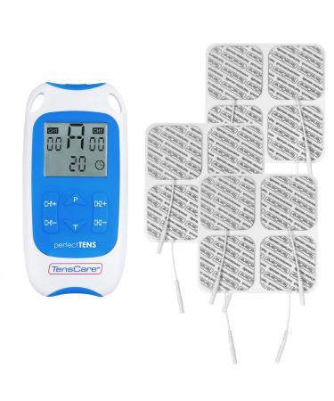 TensCare Perfect TENS + 12 E-CM5050V - Clinically Proven TENS device. Perfect for Pain Management of Acute and Chronic Pains. Can be Used at Home or on the Go Perfect TENS & Extra 5050 Electrodes