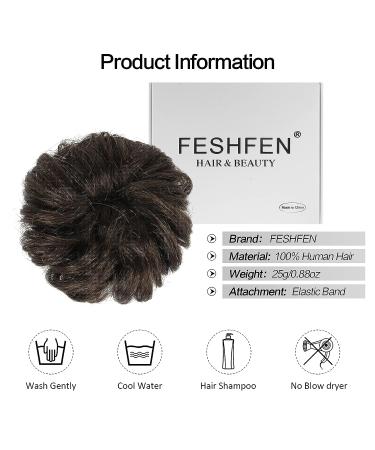 FESHFEN Messy Bun Hair Piece - 100% Human Hair Extension in Dark Brown - Buy Online on GoSupps.com