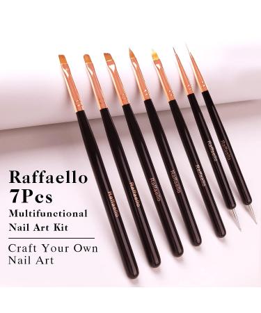 Nail Art Brushes Set Raffaello 7Pcs - Professional Nail Tips Design Tools with Poly Extension Gel, Acrylic Brushes, Painting Drawing Pen Kit for Salon & Home Use - Buy Online on GoSupps.com