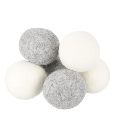 sourcing map 6 Pcs Wool Dryer Balls 2.6 Inches Wool Laundry Dryer Balls for Reducing Clothing Static and Wrinkles White and Light Grey
