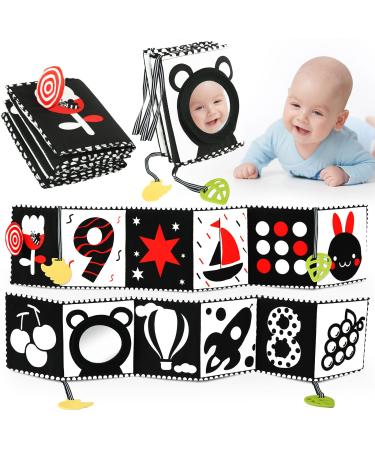 YOGINGO Black and White High Contrast Sensory Toys with Baby Mirror