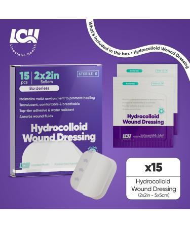 Buy 15 CT Hydrocolloid Wound Dressings - Sterile 2x2 Bandages for Bed Sores & Large Wounds - Individually Packed Hydrocolloid Adhesive Patches - Buy Online on GoSupps.com