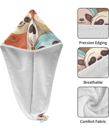 Colorful Sloth Hair Towel 2 Pack Super Absorbent Quick Dry Hair Turbans for Women & Girls | Hair Drying Solution - Buy Online on GoSupps.com