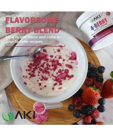 AKI Natural 4-Berry Blend Powder (5.29 Oz/150Gr) | Rich in Antioxidants | Sugar-Free Coloring for Smoothies, Ice Cream, Popsicles, Yogurt - Buy Online on GoSupps.com