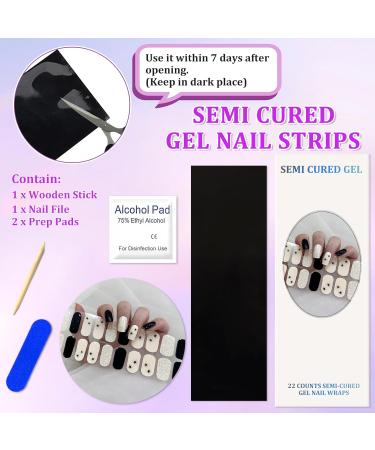 22 STK Self-Adhesive Nail Foil & Glitter Gel Polish Stickers - Long-Lasting Black Star Nail Strips for Salon Quality Manicure - Buy Online on GoSupps.com