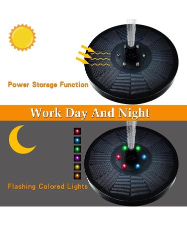 Solar Powered Water Fountain with LED lights Upgraded 3W Water Pump Floating Fountain with 7 Nozzles for Garden Water Feature Birdbath Patio Pond Water Cycling - Buy Online on GoSupps.com