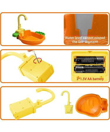 Automatic Bird Bathtub with Faucet - Ideal for Parakeets, Cockatiels, Conures, and Small Birds | SGQCAR New Orange - Buy Online on GoSupps.com