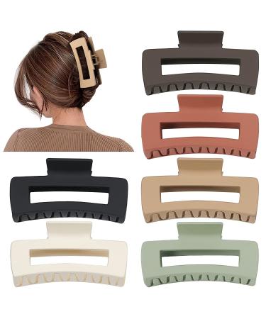 Sisiaipu 4 Inch Big Hair Clips - 6 Pcs Rectangular Claw Clips for Thick Hair | Large Nonslip Acrylic Banana Jaw Clips - Brown Hair Accessories for Women and Girls - Buy Online on GoSupps.com
