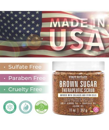Brown Sugar Natural Body Scrub with Collagen & Stem Cell - Exfoliating & Moisturizing Scrub for Skin, Acne, Cellulite Cream, Scars, Wrinkles, Stretch Marks - Natural Face & Body Polish - Buy Online on GoSupps.com
