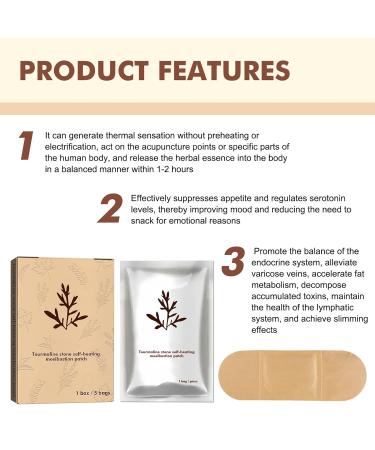 5pcs Tourmaline Stone Moxibustion Plaster - Self-Heating Pain Relief Stickers | Plant Extract Massage  - Buy Online on GoSupps.com