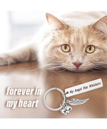 TIESOME Cat Memorial Gift Keychain Loss of Pet Key Chain Pet Loss Sympathy Gifts My Angel Has Whiskers Jewelry Gift Loss of Cat Gift for Cat Pet Lover Women Men - Buy Online on GoSupps.com