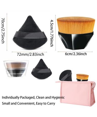 6+1 Pieces Triangle Powder Puff Set with Kabuki Foundation Brush | Soft Velour Face and Body Makeup Puffs | Wet Dry Makeup Tool - White - Buy Online on GoSupps.com