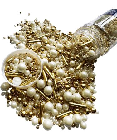 White and gold sprinkles 120g/ 4.2oz | Cake sprinkles | Pastel pink sprinkle | Baking sprinkles | Cupcake sprinkles Gold white - Buy Online on GoSupps.com