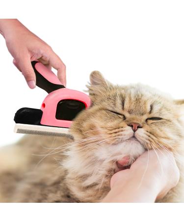 Meric Hair Deshedding Brush for Dogs, Medium, and Large Sized Dogs, Pet Grooming Tool, Stainless Steel Blades Pink, 4"