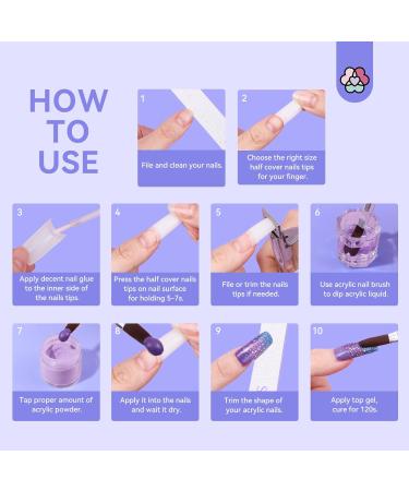 Buy SAVILAND Acrylic Nail Tips & Glue - Half Cover False Nail Tips 10 Sizes for Professional Acrylic Nails | Fast-Dry Nail Glue & Starter Kit - Buy Online on GoSupps.com