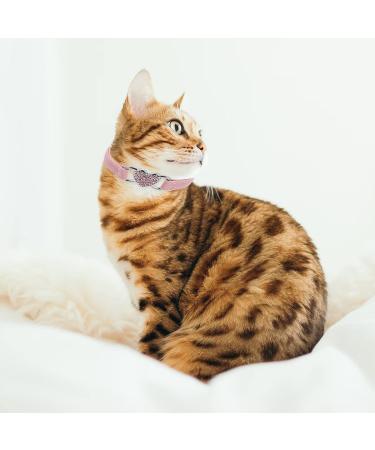 Shop Cobee Bling Heart Cat Neck Band with Bell - Adjustable Rhinestone Collar for Small Cats & Dogs - Pink - Buy Online on GoSupps.com