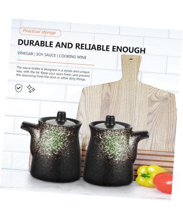 Zerodeko Soy Sauce Pot Vinegar Pot Liquid Containers Oil-brushing Bottle Vinegar Container Salad Dressing Dispenser Japanese Decor Condiment Jar Oil Decanter Spray Syrup Ceramics 10X8.5X7CM Green - Buy Online on GoSupps.com