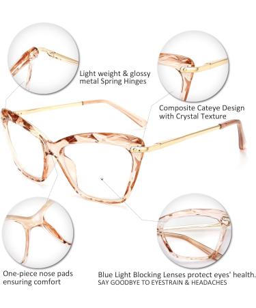 Buy FEISEDY Crystal Cat Eye Reading Glasses - Blue Light Blocking Anti Eyestrain Stylish B2596 Champagne 1.75x - International Shipping Available - Buy Online on GoSupps.com