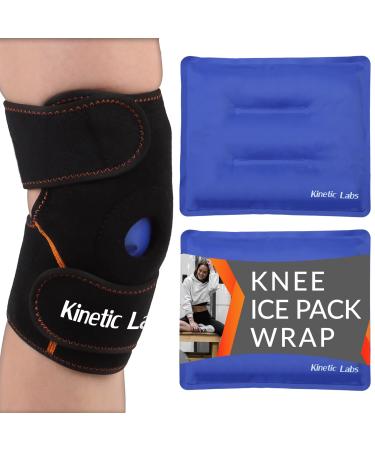Kinetic Labs Knee Ice Wrap Reusable Hot/Cold Ice Pack for Knee - Knee Ice Pack Wrap around Entire Knee - Ice Pack for Knees Reusable with Extra Gel Pack Regular with Extra Gel Pack