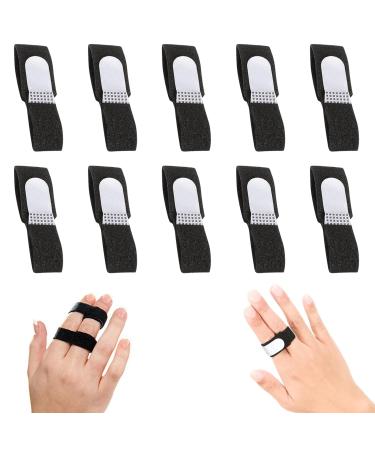 Fhioevt 10 pieces of finger splints Splints trigger finger rail finger tape with adjustable Velcro fastener Finger protection for middle finger index finger ring finger ring finger osteoarthritis (black l)