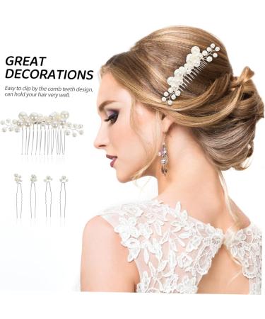 Ipetboom 1 Set Pearl Headpieces for Women Pearl Decor Headpiece for Wedding Decoration Wedding Hair Comb Pearl Hair Clips Hair Jewels for Women Baroque Women's Accessories Metal - Buy Online on GoSupps.com
