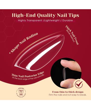 Rosalind Clear Nail Tips 504 Pack - Medium Almond Fake Nails for Gel & Acrylic - 12 Sizes - Transparent Full Coverage - Buy Online on GoSupps.com