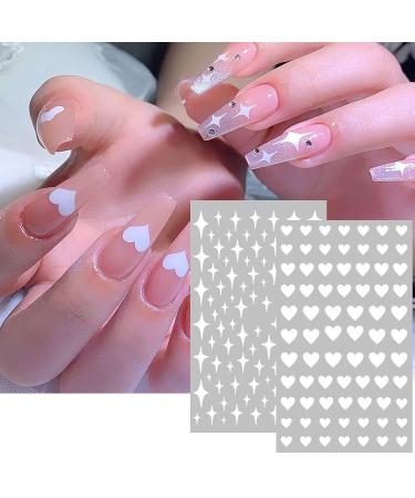 SILPECWEE White Flower Star Heart Nail Stickers - 8 Sheets | 3D Nail Art Decals for DIY & Salon | Manicure Kit with Tweezers - Buy Online on GoSupps.com