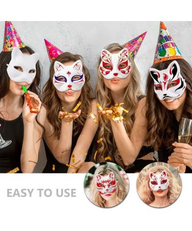 Buy Cabilock 10 Pack Cat Masks - White Paper Fox Half-Face Masks for DIY Cosplay Costume Props - International Shipping Available - Buy Online on GoSupps.com