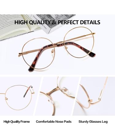 Shop Kaeoisfu Retro Metal Big Round Reading Glasses - Blue Light Blocking Anti-Fatigue Gold Frame - Men's & Women's 1.5 Diopters - Buy Online on GoSupps.com