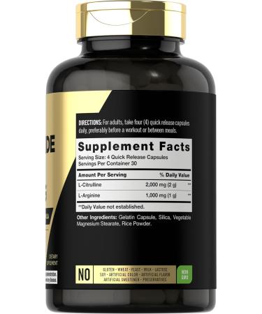 Carlyle Nitric Oxide Supplement 3000mg - Pre Workout with L-Arginine & L-Citrulline | 120 Capsules | Non-GMO Gluten Free - International Shipping Available - Buy Online on GoSupps.com