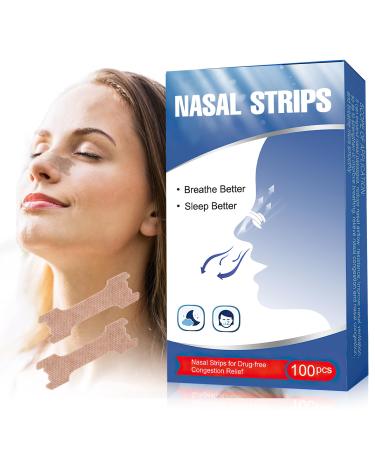 Nose Strips for Sleeping Nasal Strips Reduce Sonring for Better Nose Breathing Nasal Tape Relieve Nasal Congestion Caused by Colds & Allergies Extra Strength Improves Sleep Quality (100PCS)