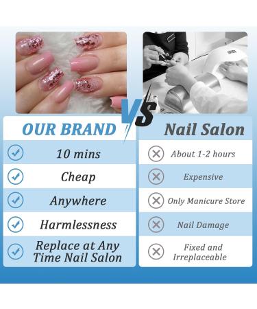 Buy 24 Pieces Short Angular Press-On Nails - French Pink Shiny Artificial Fingernails for Women & Girls | Reusable Acrylic Nail Design - Buy Online on GoSupps.com
