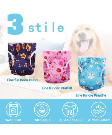 Demigreat High-Suction Folter Trousers for Bitches - Adjustable Dog Diapers with Cute Nied Flowers - 3 Pieces XS - Buy Online on GoSupps.com