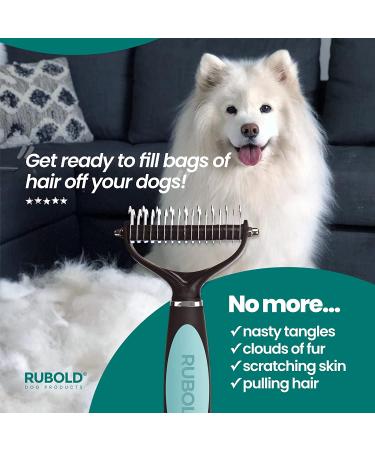 RUBOLD Dematting Tool for Dogs - Pet Safe Comb for Matted Hair - Undercoat Grooming Rake for Medium to Long Hair Pets - Buy Online on GoSupps.com