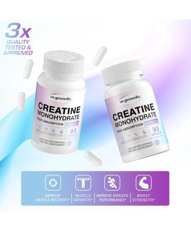 Creatine Monohydrate Capsules - 2500mg Gluten Free 90 Capsules | Boost Energy & Performance - Buy Online on GoSupps.com