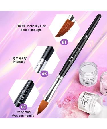 JOSLOVE 2PCS Size 16 Kolinsky Acrylic Nail Brushes | Acrylic Application | Pure Sable Hair | Wooden Handle - Buy Online on GoSupps.com