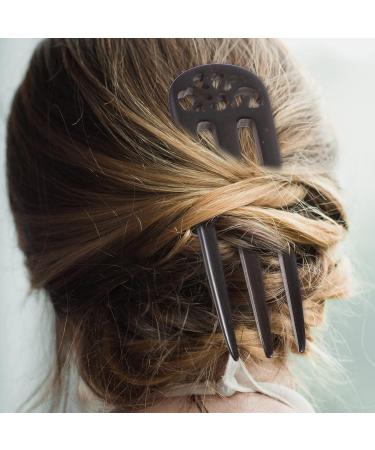 Lurrose 3- Prong Hair Fork Vintage Style Hair Stick Handmade Carved 3- Prong Wooden Hairpin Chinese Decorative Accessory for Women - Buy Online on GoSupps.com