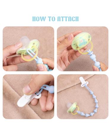 Beboan Silicone Pacifier Chain for Girls - BPA-Free Baby Pacifier Set (2 Pieces) - Lockable Bite Toy Chains - Perfect for Baby Parties (Blue and Grey) - Buy Online on GoSupps.com