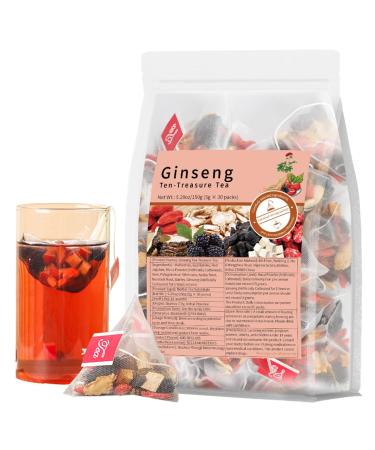 Ginseng Ten Treasure Tea - Ginseng & Mulberry Herbal Tea ten organic herbal tea for Women & Men (30*bag/1*pac)