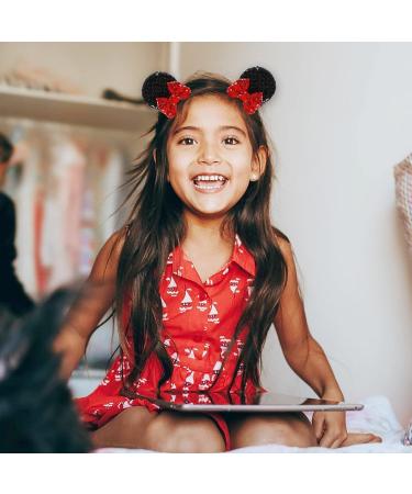 2 Pairs Cute Red Polka Dot Mouse Ears Hair Clips & Bows for Toddler Girls | Birthday Party & Christmas Holiday Hair Accessories - Buy Online on GoSupps.com
