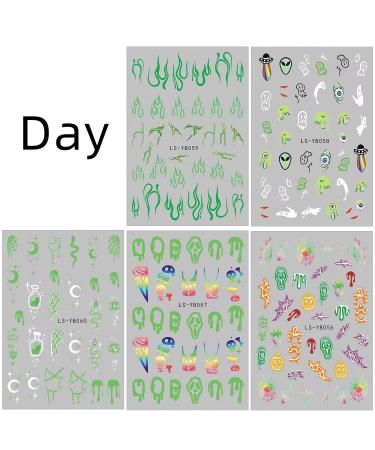Glow in The Dark Halloween Nail Art Stickers - Luminous DIY Decals for Women & Girls | Best Halloween Nail Decorations - Buy Online on GoSupps.com